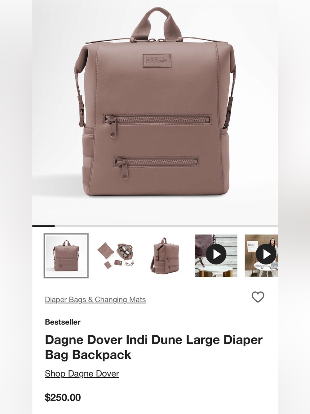 Dagne Dover Indi Dune Large Backpack – Dusty Mauve NWT